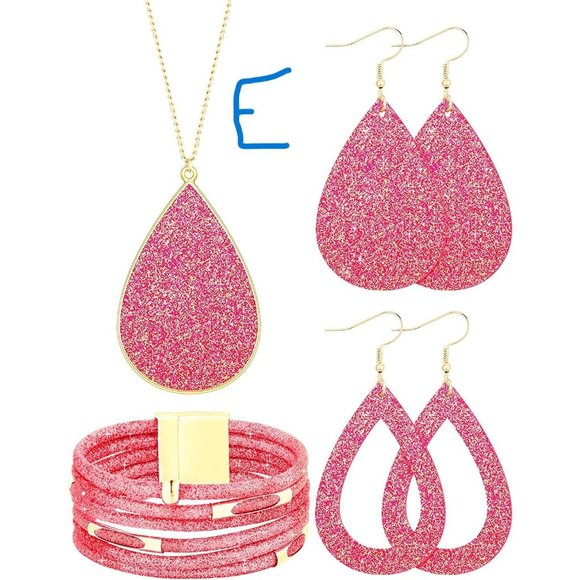 New 4 Pieces Women's Glitter Jewelry Set Multi-Layer Bracelet - Picture 4 of 14